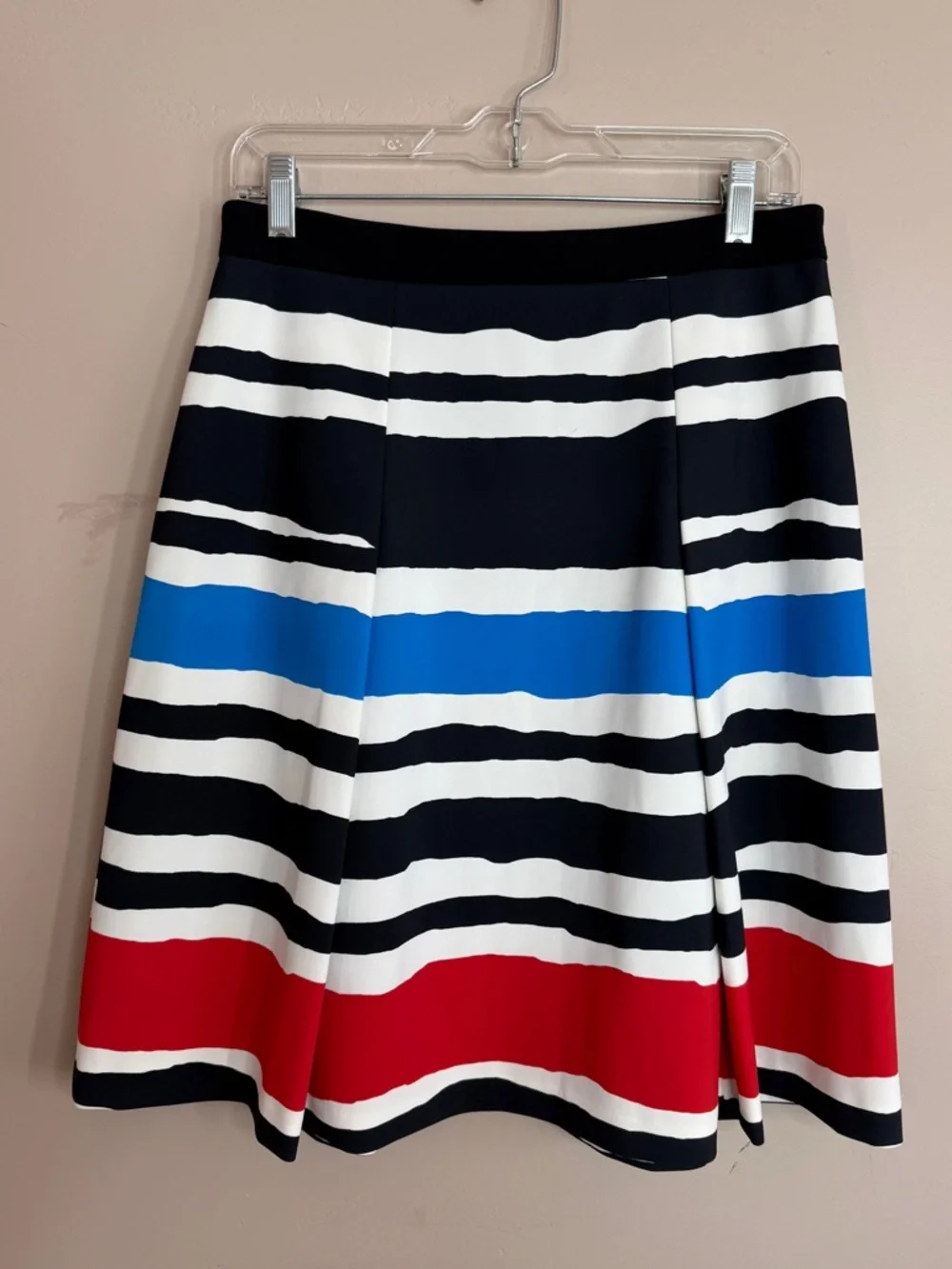 Classiques Entier Striped Pleated A-Line Swing Skirt Size 8